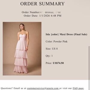 Azazie Powder Pink Tiered Maxi Dress